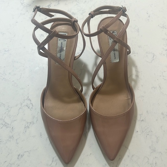 INC International Concepts Shoes - INC Patent Leather Ankle Strap Closed Toe Heels - Size 7.5